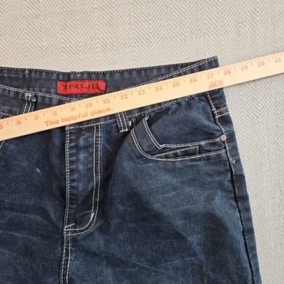 True Rock Jeans Men's 36x30 Straight Leg Dark Wash 7 Pockets Contrast Stitch EUC - Picture 3 of 16